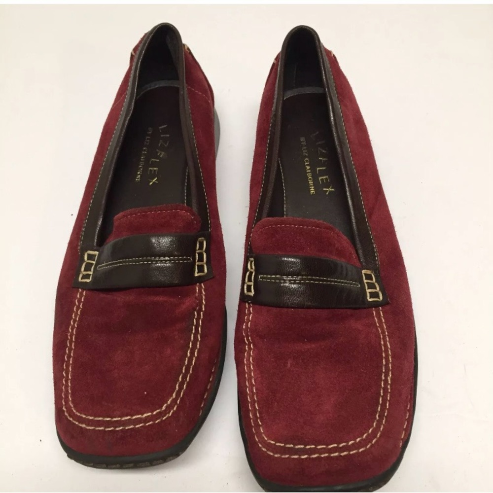Liz flex burgundy suede loafers women’s Sz 9
